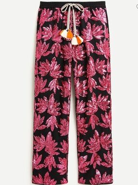J.Crew Collection high-rise cotton-poplin pant with sequins